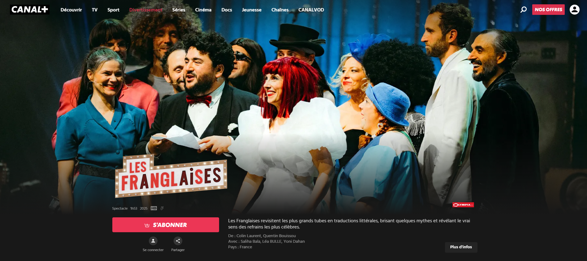 Lien vers le spectacle sur Canal +